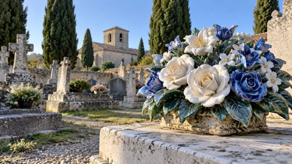 Décorez le cimetière avec des fleurs céramiques à mémoire